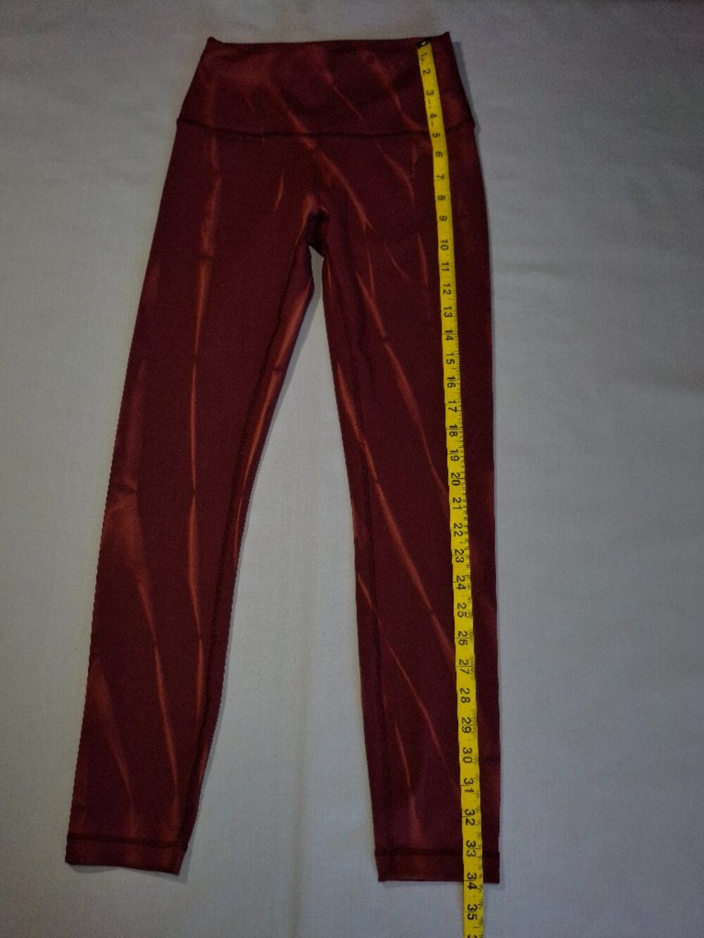 Lululemon Wunder Train High-Rise Tight 25" Sun Bleached Wash Red Merlot | Size 4 - Picture 7 of 8